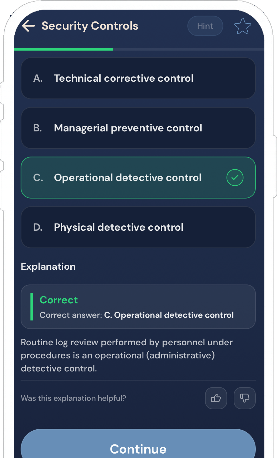 Security+ question explanations screenshot